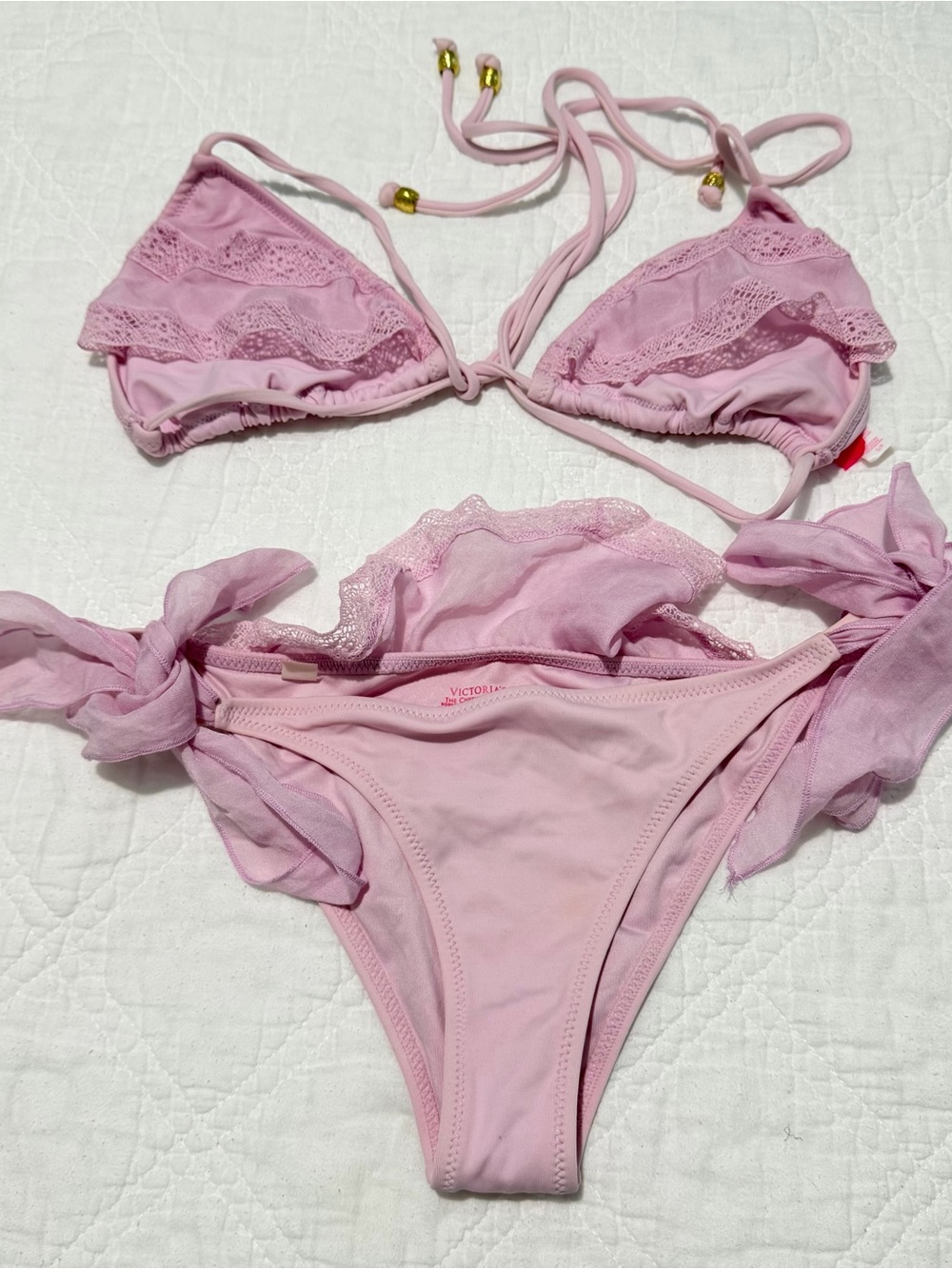 Victoria's Secret Light Pink Ruffle Triangle Bikini